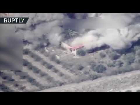لحظة قصف طائرات عراقية لمواقع في سورية