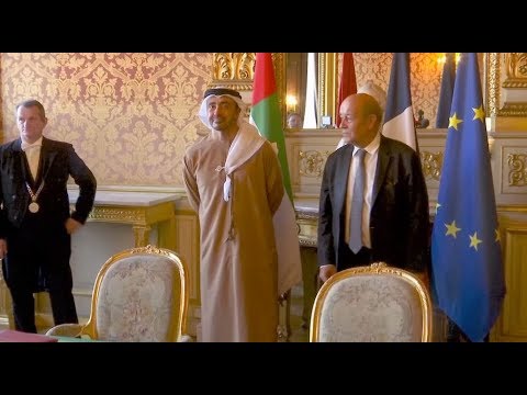 شاهد لقاء وزير خارجية الإمارات مع نظيره الفرنسي جاك إيف لودريان