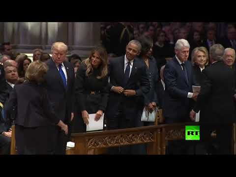 شاهد رؤساء سابقين لأميركا يحضرون مراسم تأبين جورج بوش الأب