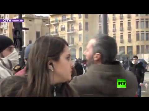 شاهد لحظة الاعتداء على صحافية لبنانية في ساحة الشهداء في بيروت