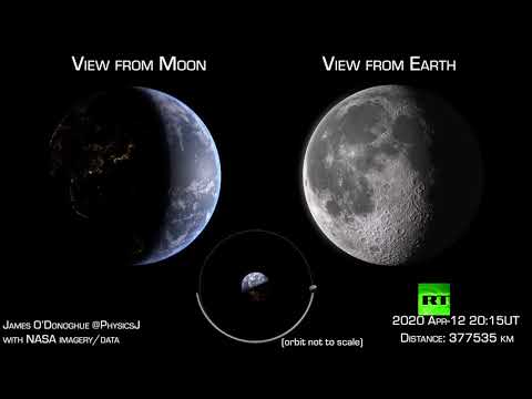 شاهد فيديو مبتكر يعرض مشهدًا رائعا يجمع الأرض والقمر