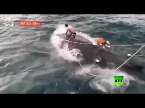 شاهد صياد إيراني ينقذ حوتا في خليج عمان