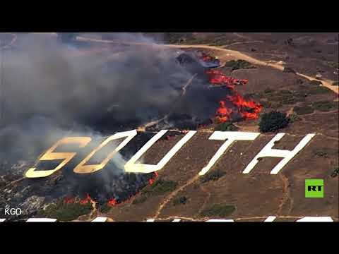 شاهد اندلاع حريق على جبل في سان فرانسيسكو